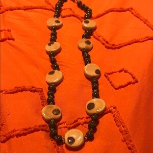 Handcrafted Brown & Olive Beaded Necklace
